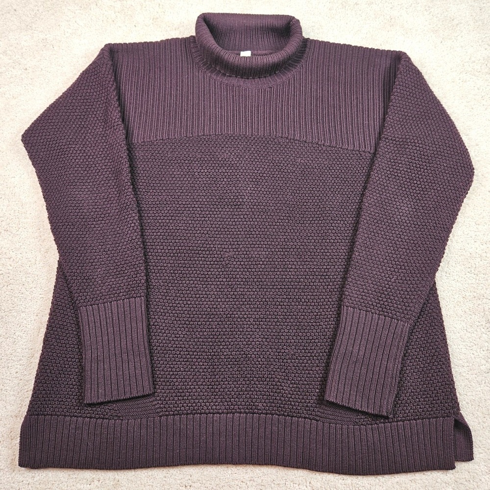 Warmth & Restore Lululemon Womens 12 Merino Wool Knit Turtle Neck Sweater Purple